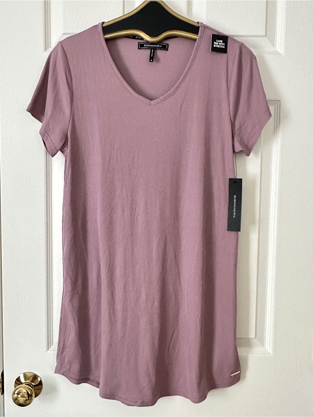 BCBGMaxAzria Lux Ribbed Stretch Sleepwear Tee Night Dress Size M NWT